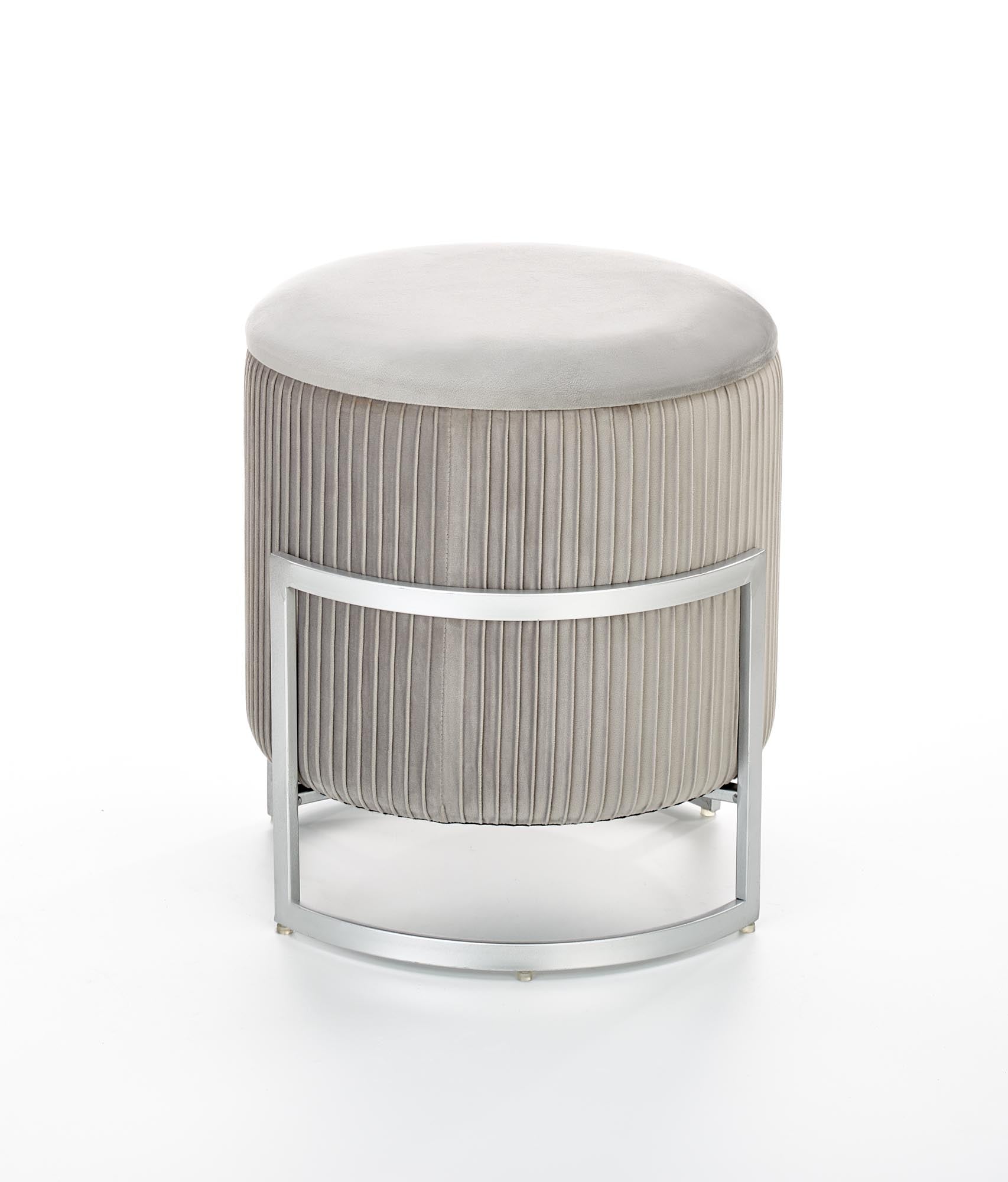 Pouf mit Staurum, aus Samtstoff Cricket Grau (1)