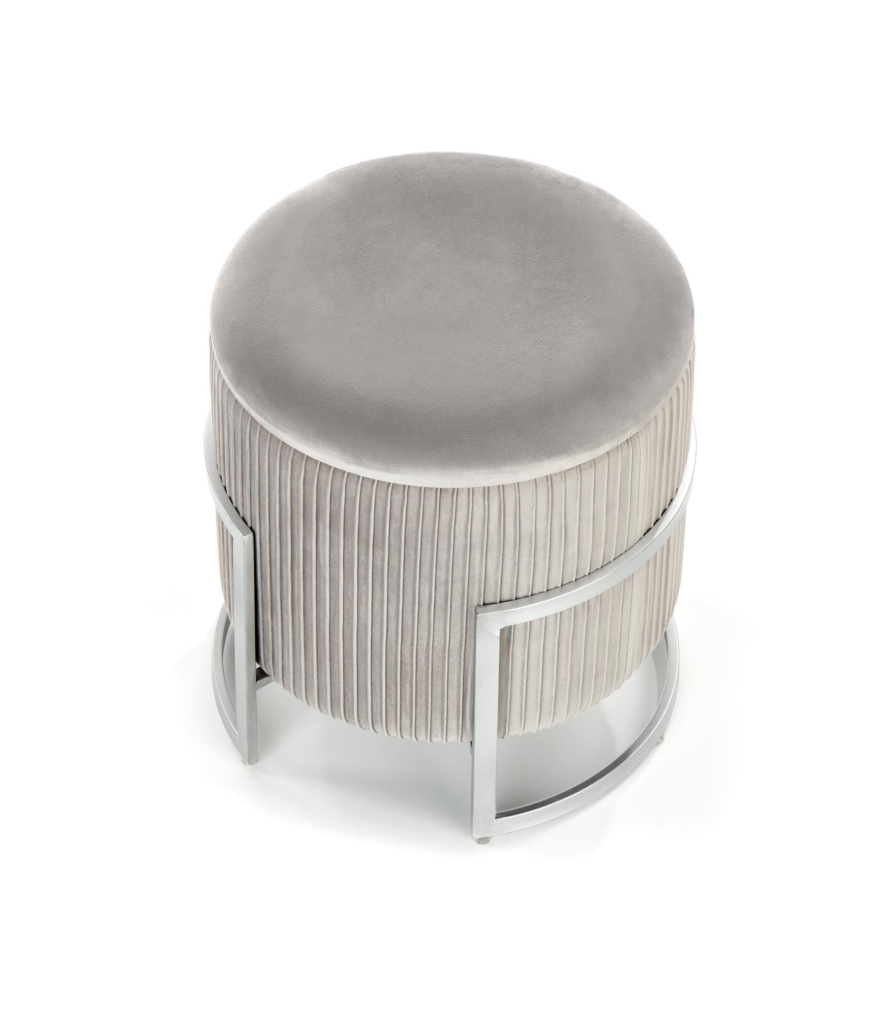 Pouf mit Staurum, aus Samtstoff Cricket Grau (7)