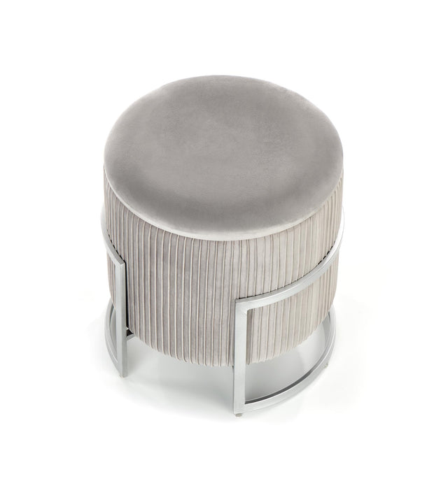 Pouf mit Staurum, aus Samtstoff Cricket Grau (7)