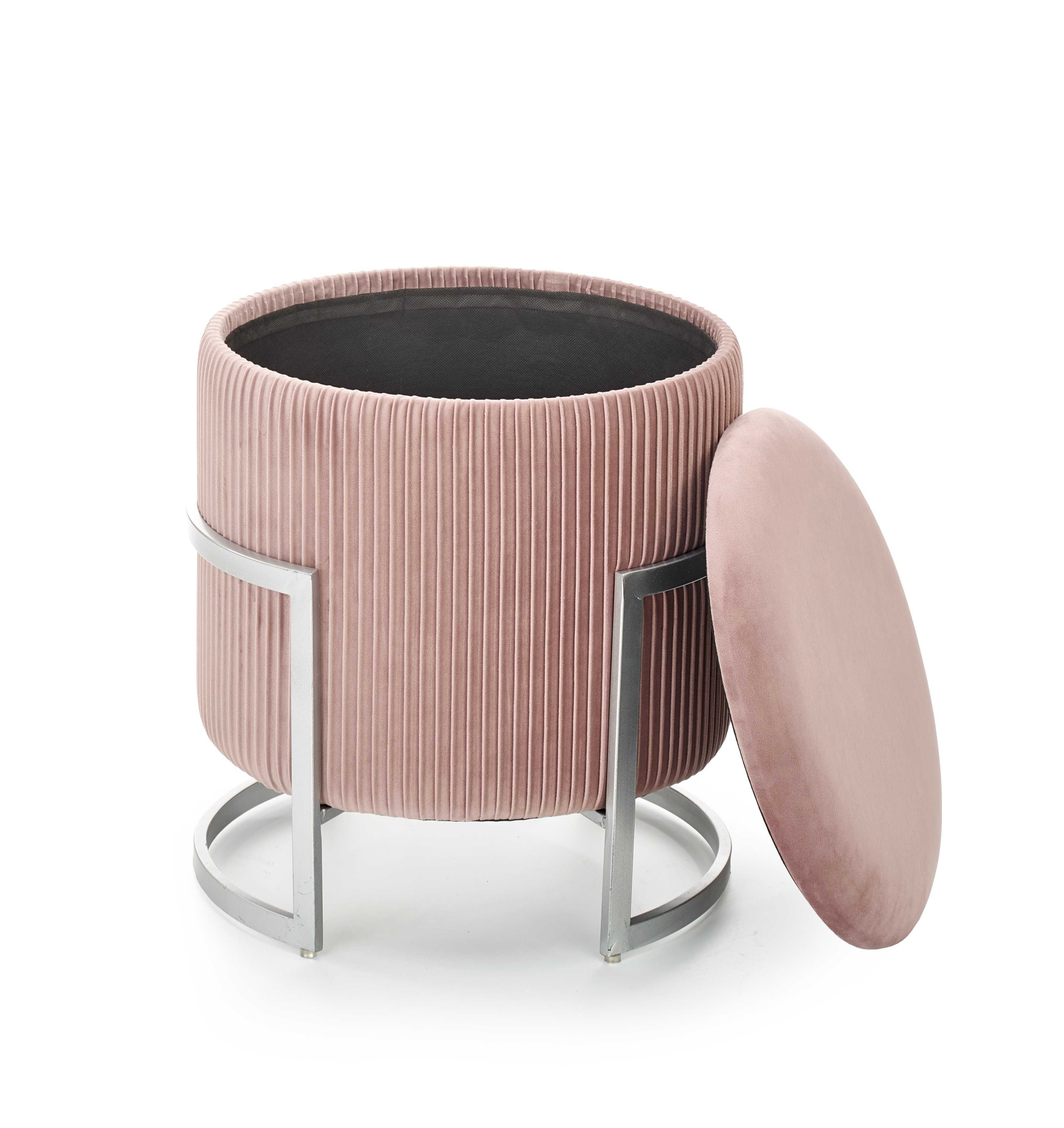 Pouf mit Staurum, aus Samtstoff Cricket Rosa (3)