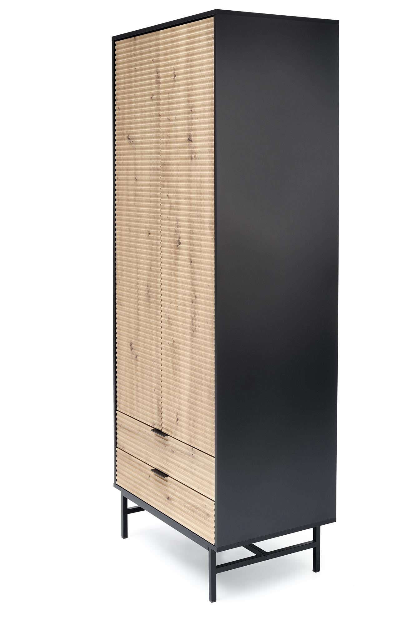 Kleiderschrank mit 2 türen und 2 schubladen Murano Schwarz (2)