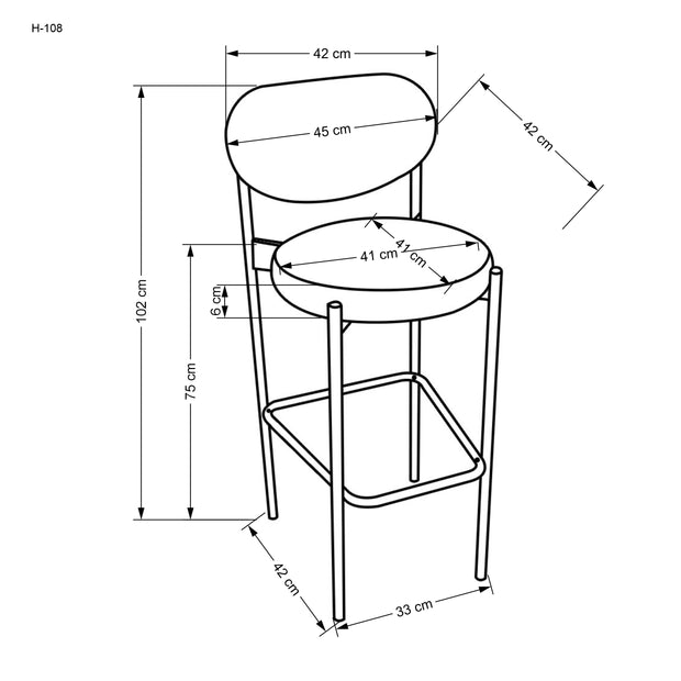 Barstuhl mit Samtstoff H108 Grün (5)