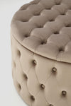 Pouf mit Staurum, aus Samtstoff Nunez Beige (1)