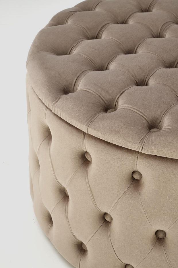 Pouf mit Staurum, aus Samtstoff Nunez Beige (1)