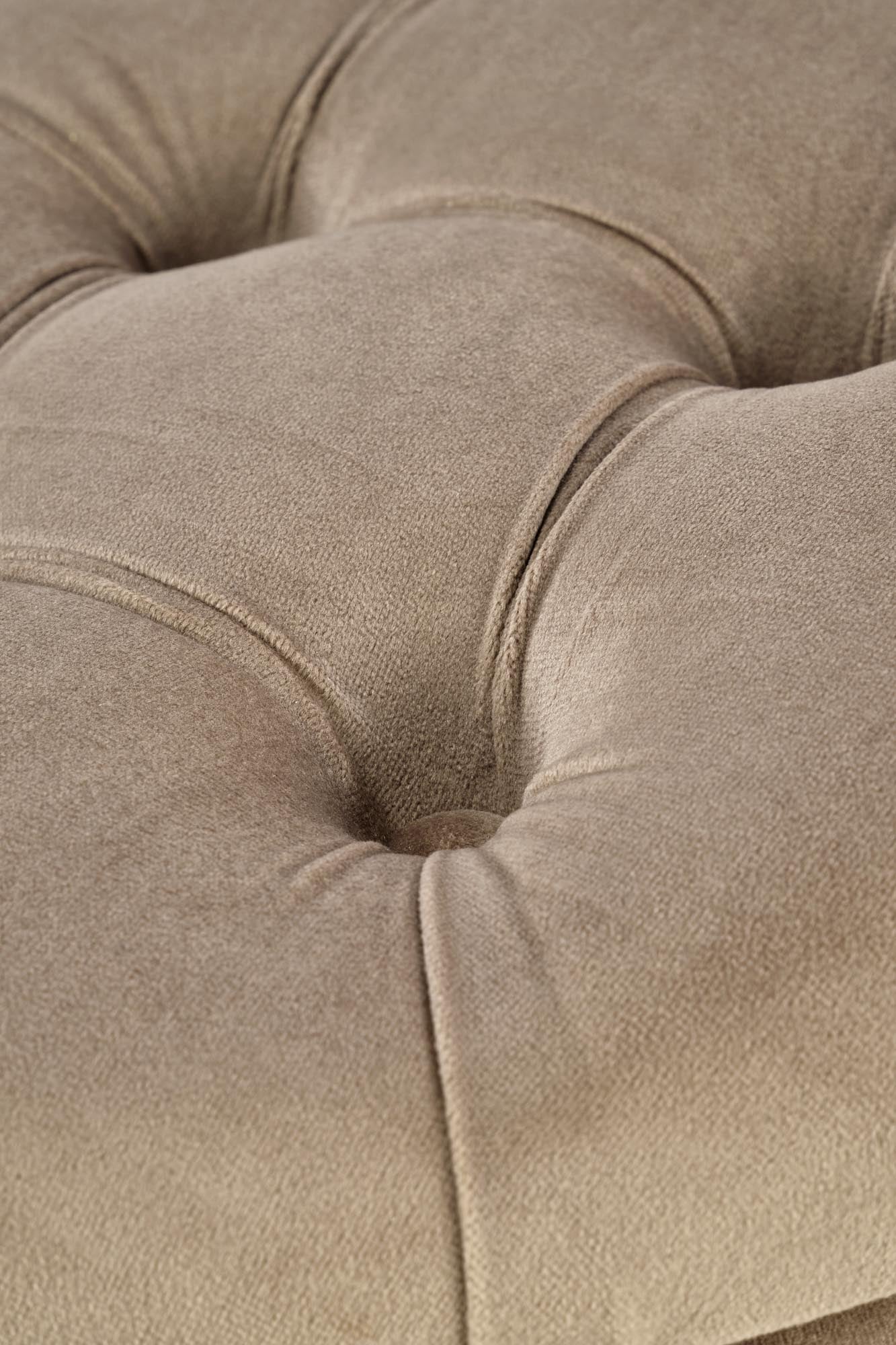 Pouf mit Staurum, aus Samtstoff Nunez Beige (3)