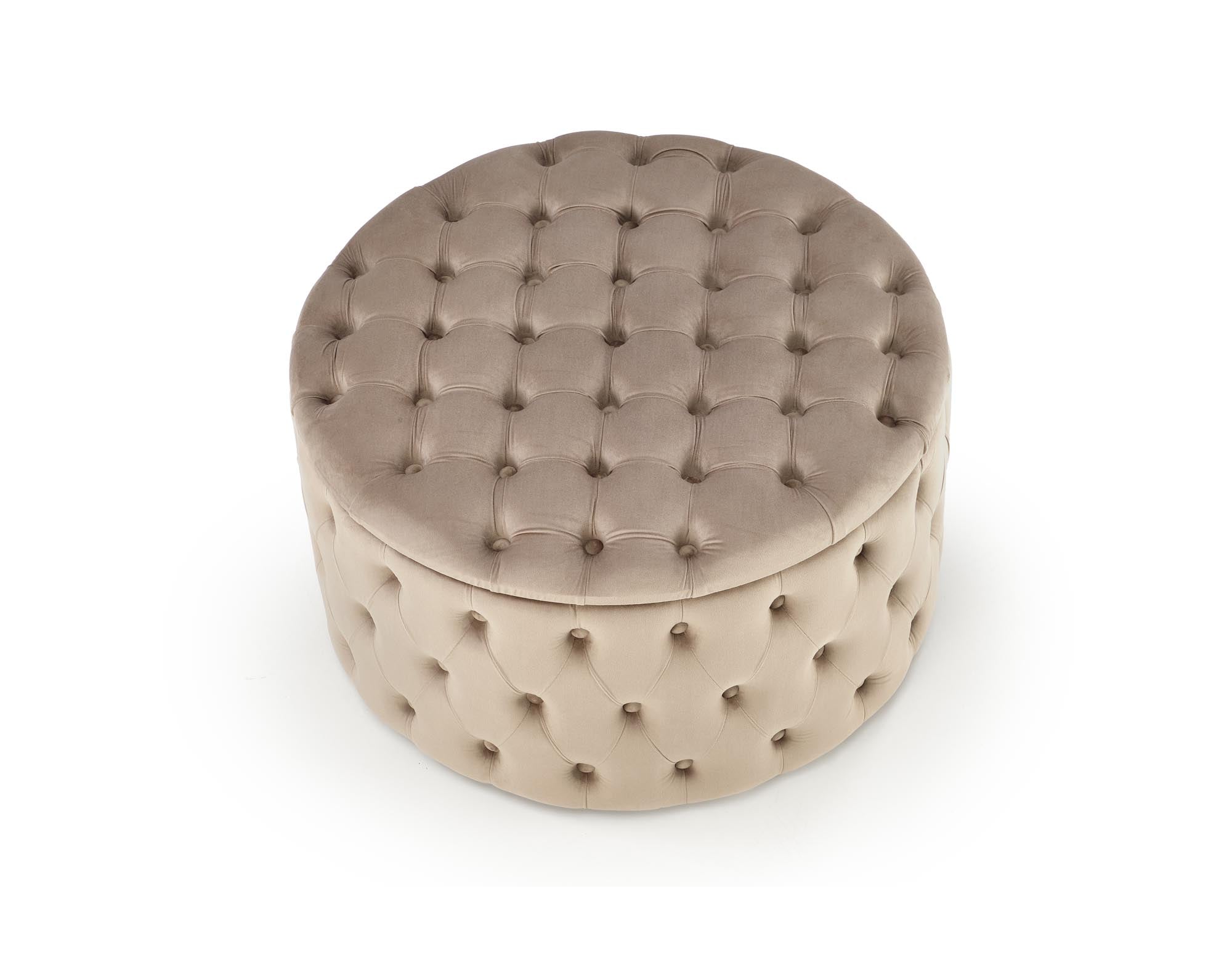 Pouf mit Staurum, aus Samtstoff Nunez Beige (6)
