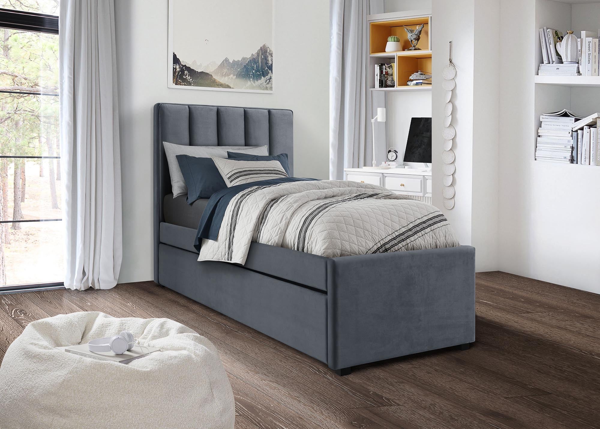 Tagesbett mit Samtstoff Russo Grau (2)