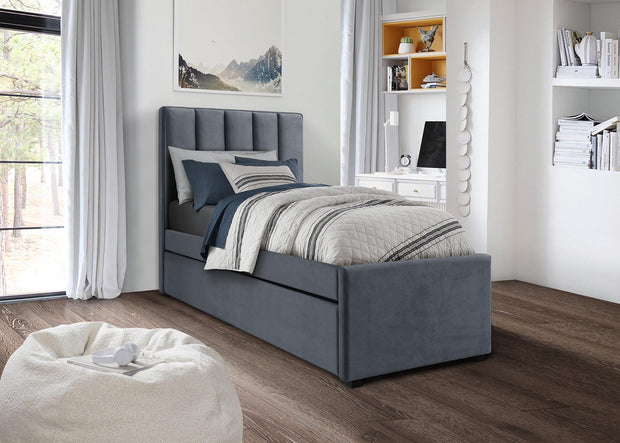 Tagesbett mit Samtstoff Russo Grau (2)