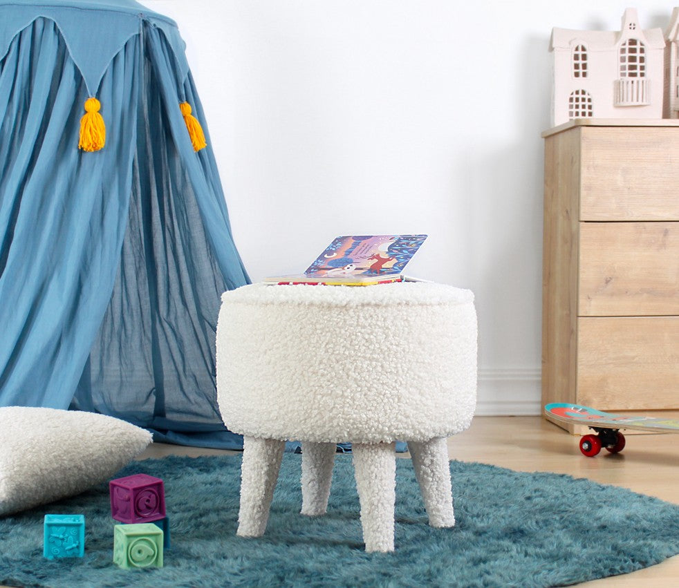 Pouf mit Stoff Moouv Round Weiß (1)