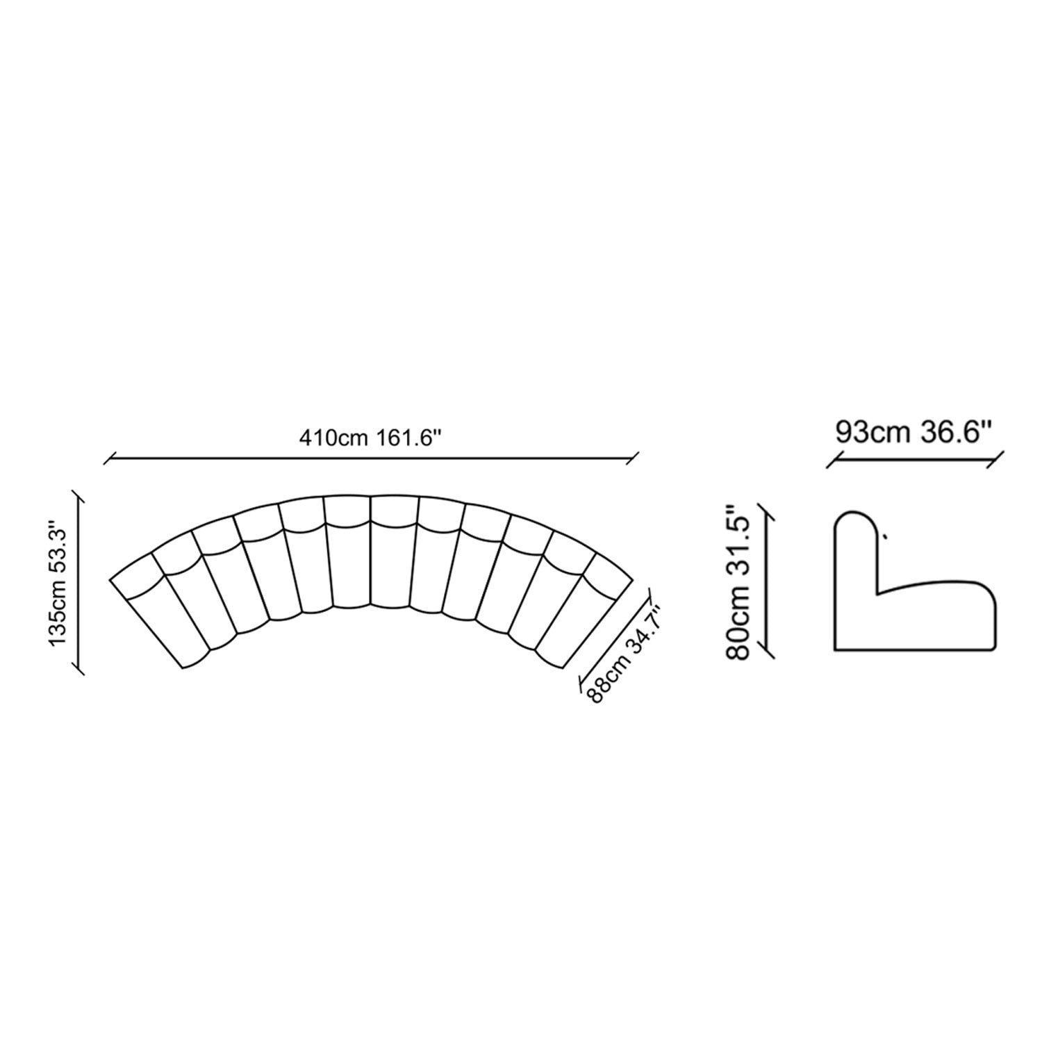Ecksofa Symmetrisch, 5-Sitzer, aus Samtstoff, Carmine Orange (2)