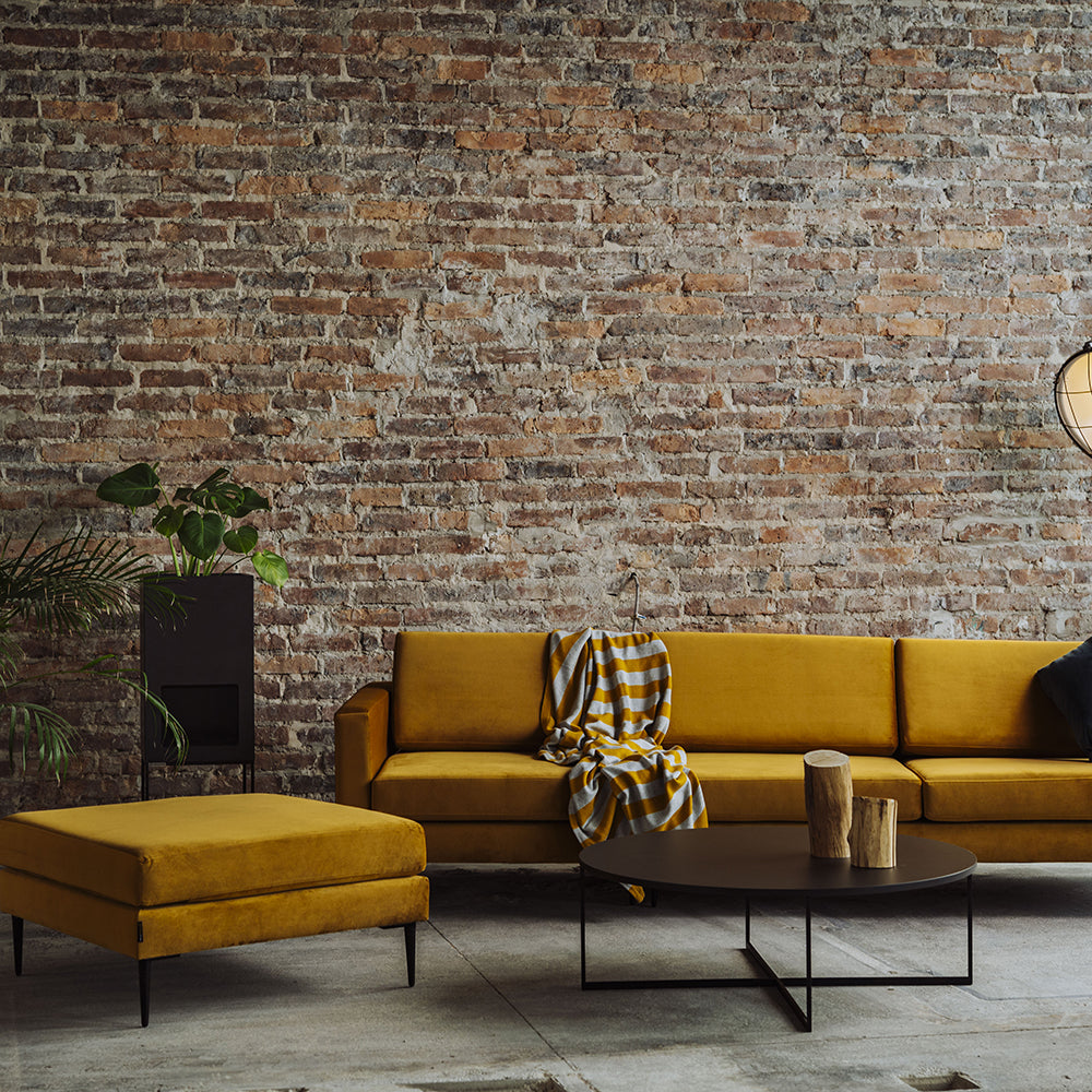 Polsterhocker mit Stoff Vergan Orange (2)