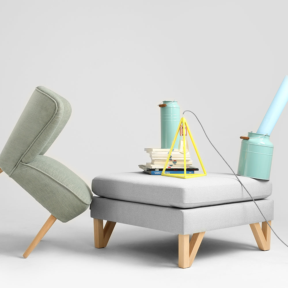 Polsterhocker mit Stoff Willy Grau (1)