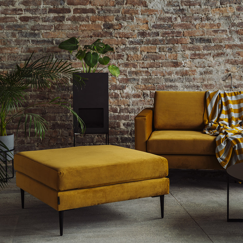 Polsterhocker mit Stoff Vergan Orange (1)