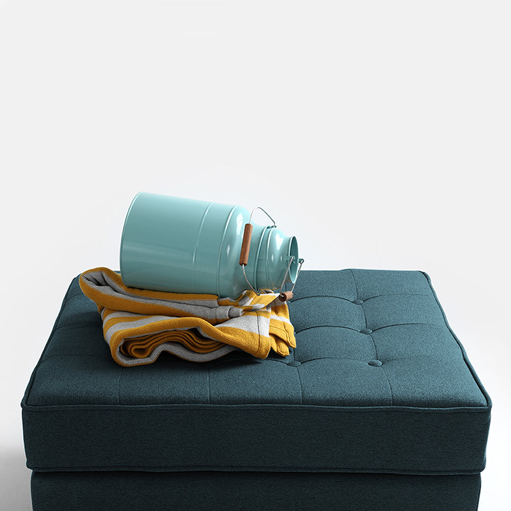 Polsterhocker mit Stoff Topic Wood Blau (3)