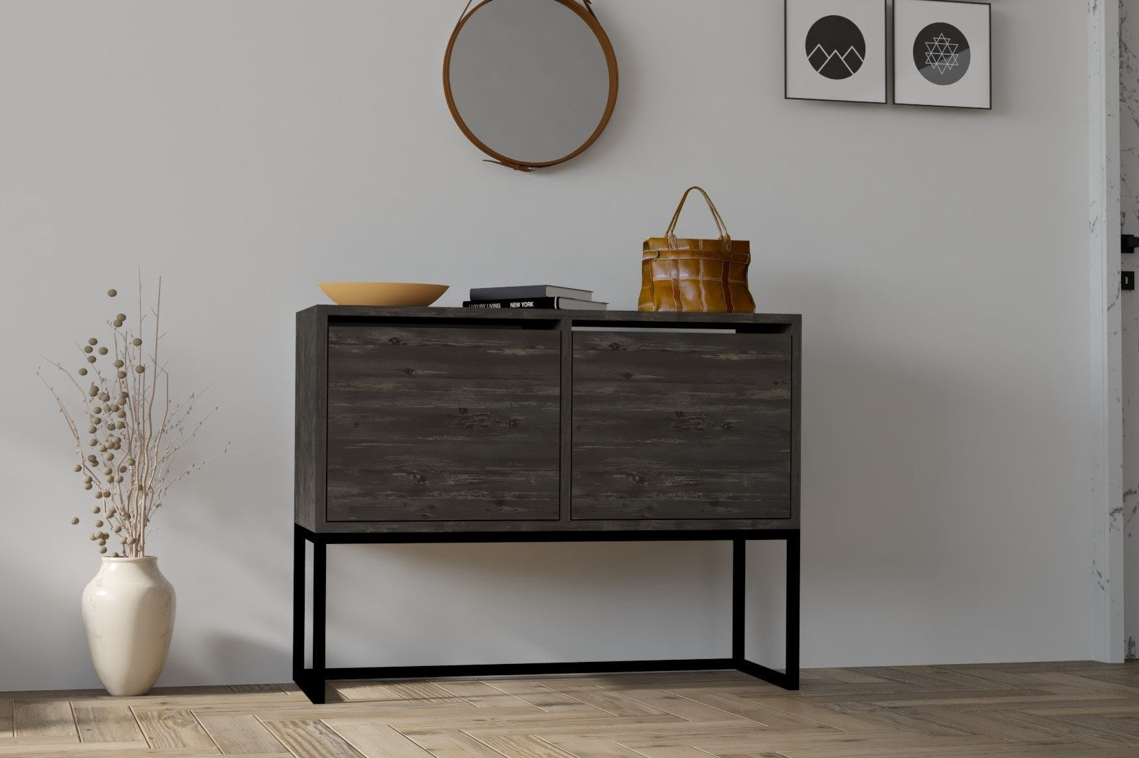 Konsolentisch mit 2 türen, Zermat Anthrazit