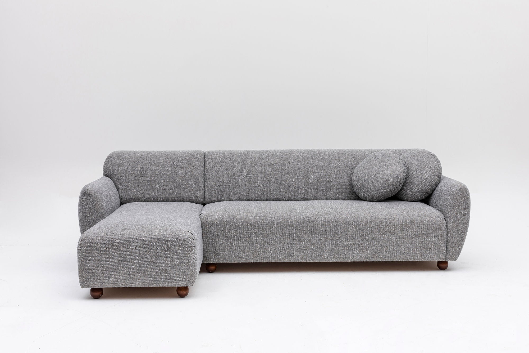 Ecksofa mit Chaiselongue Links, 3-Sitzer, aus Stoff, Eddy Grau (5)