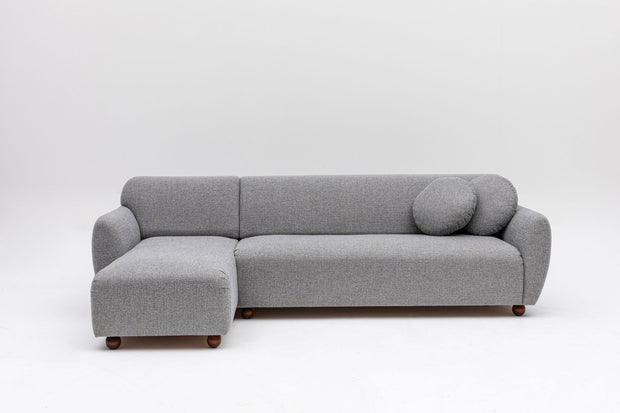 Ecksofa mit Chaiselongue Links, 3-Sitzer, aus Stoff, Eddy Grau (5)