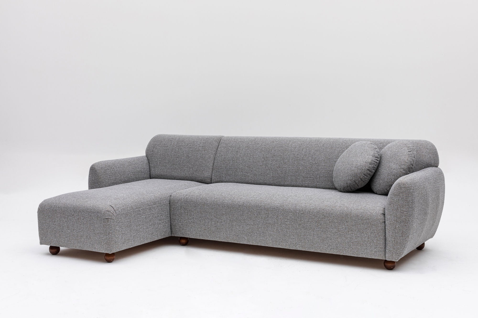 Ecksofa mit Chaiselongue Links, 3-Sitzer, aus Stoff, Eddy Grau (6)