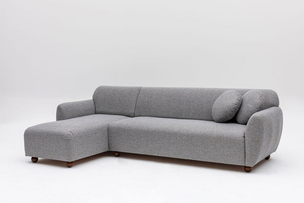 Ecksofa mit Chaiselongue Links, 3-Sitzer, aus Stoff, Eddy Grau (6)