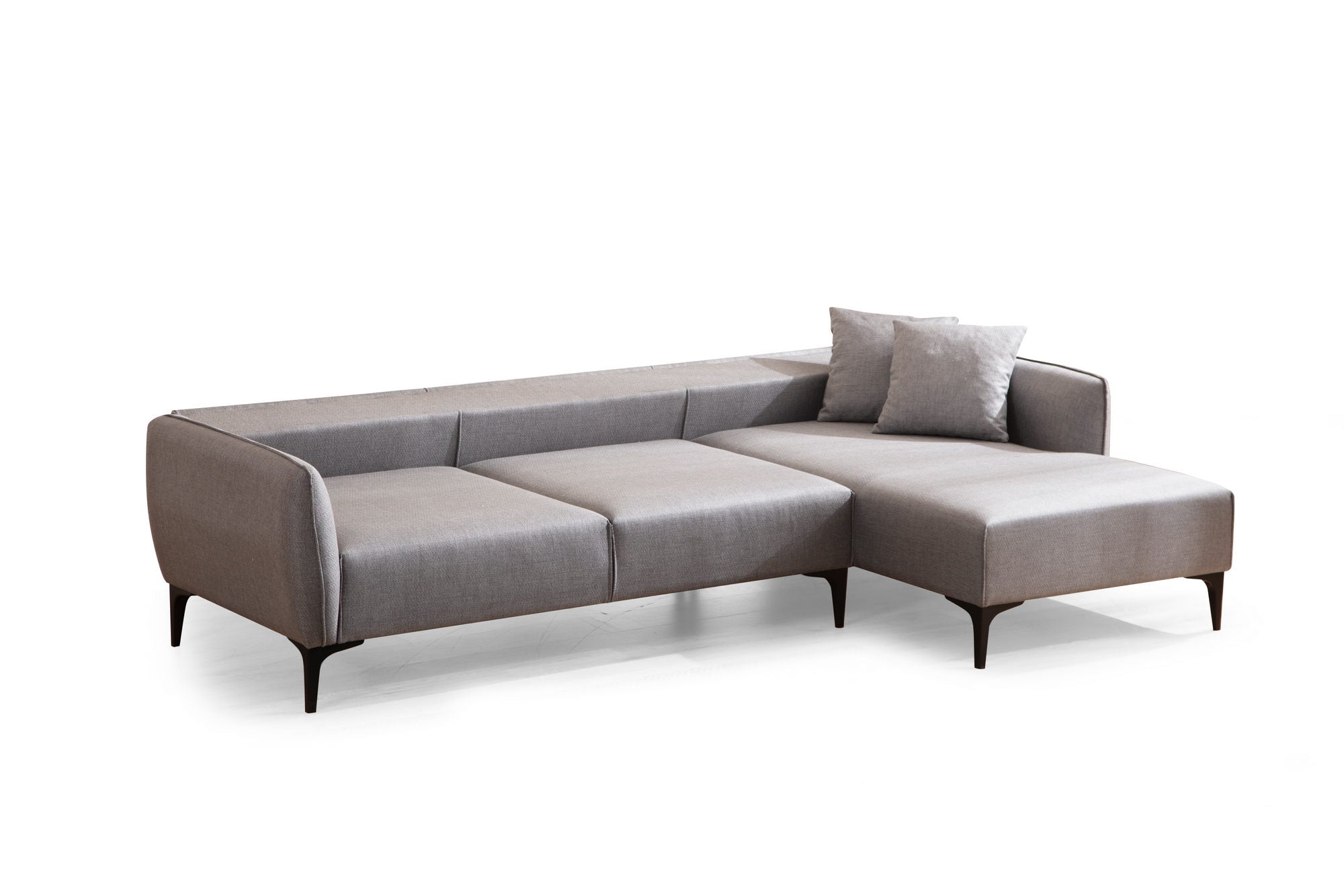 Ecksofa mit Chaiselongue Rechts, 3-Sitzer, aus Stoff, Belissimo Grau (5)