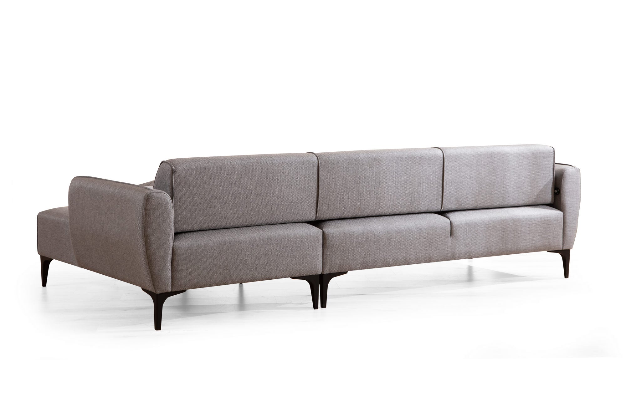 Ecksofa mit Chaiselongue Rechts, 3-Sitzer, aus Stoff, Belissimo Grau (6)