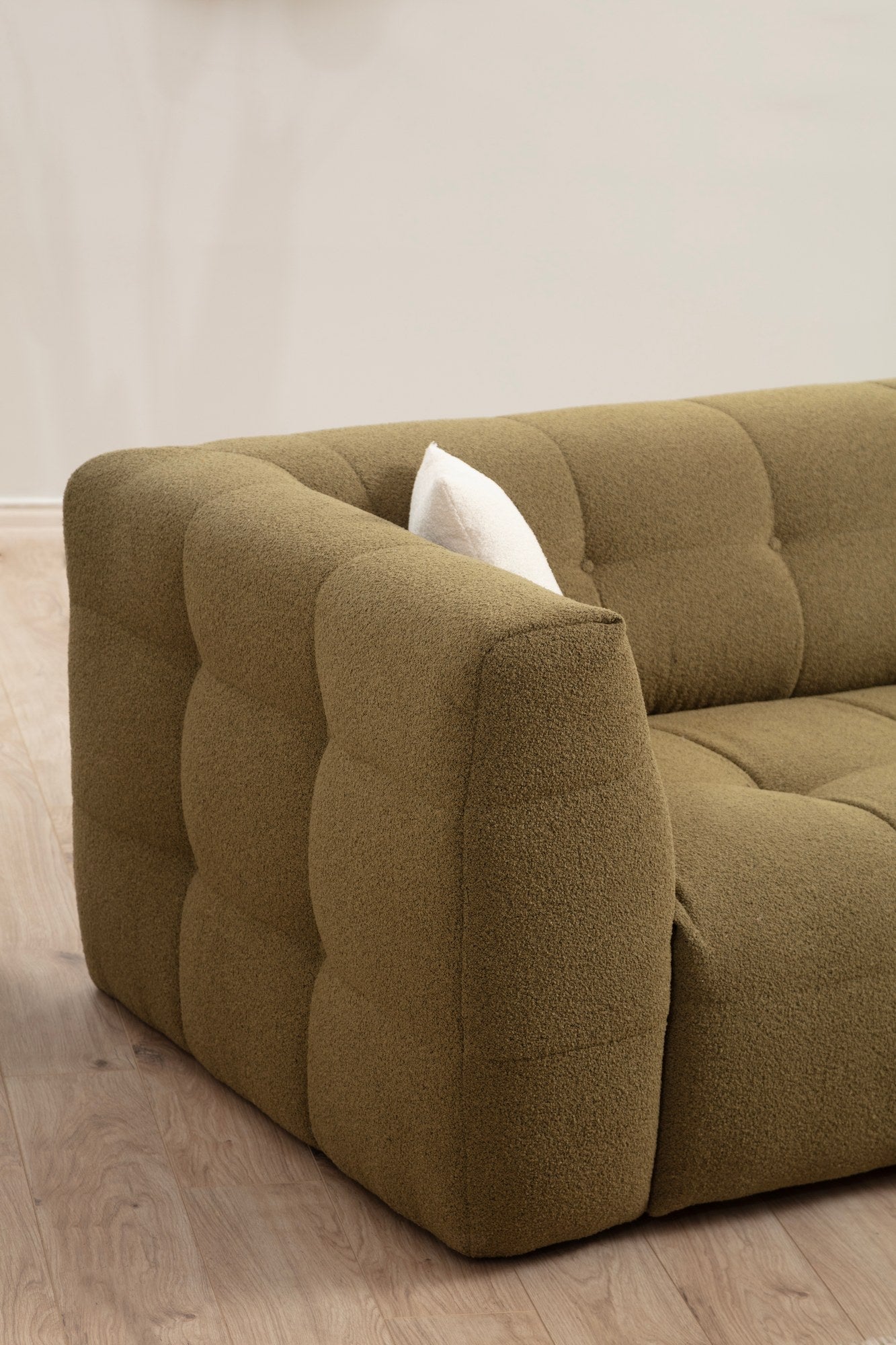 Ecksofa mit Chaiselongue Rechts, 3-Sitzer, aus Stoff, Cady 3 Grün (5)