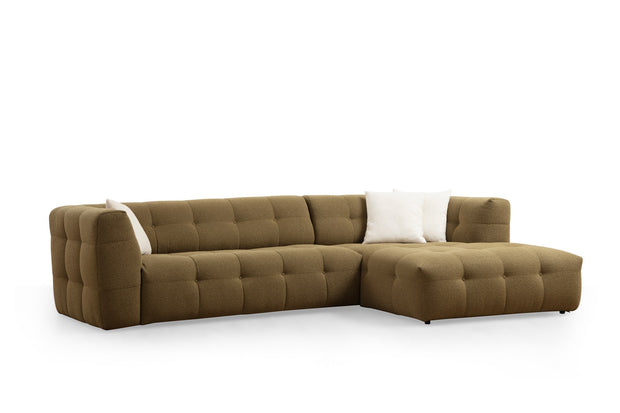 Ecksofa mit Chaiselongue Rechts, 3-Sitzer, aus Stoff, Cady 3 Grün (6)