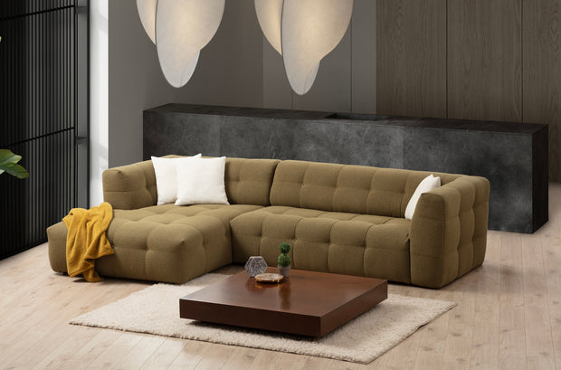 Ecksofa mit Chaiselongue Links, 3-Sitzer, aus Stoff, Cady 3 Grün (3)
