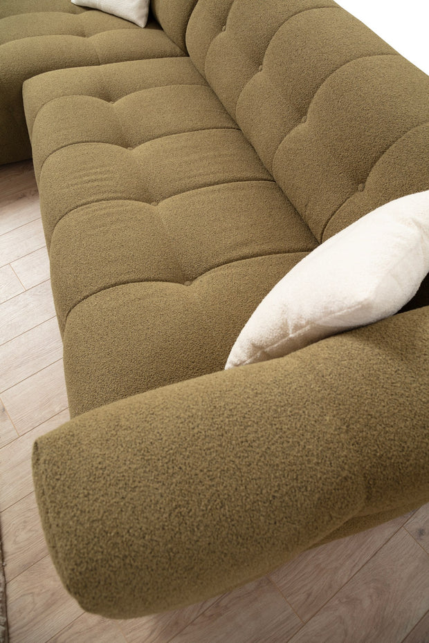 Ecksofa mit Chaiselongue Links, 3-Sitzer, aus Stoff, Cady 3 Grün (4)