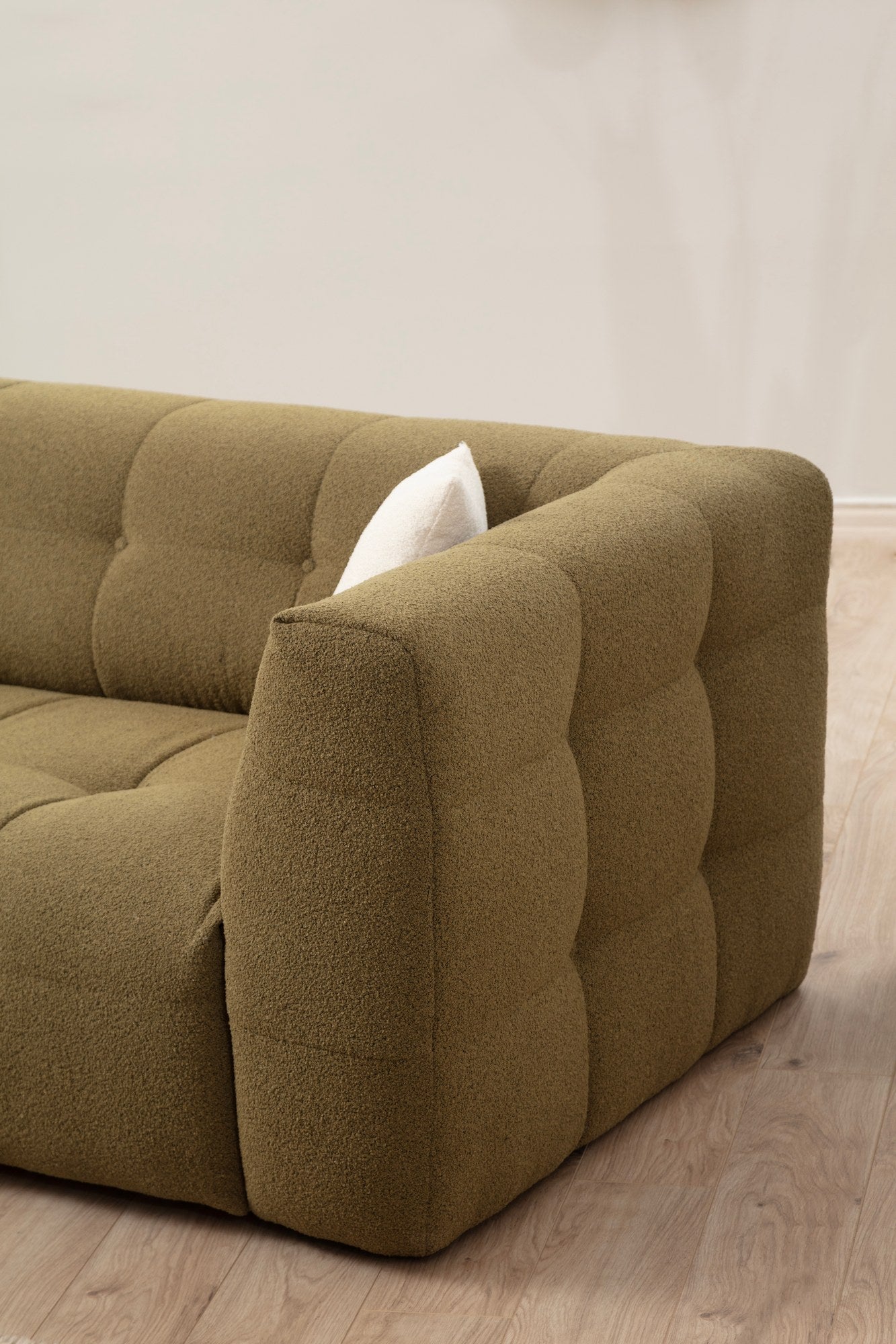 Ecksofa mit Chaiselongue Links, 3-Sitzer, aus Stoff, Cady 3 Grün (5)