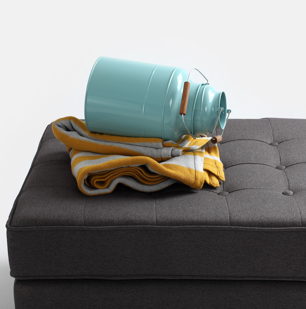 Polsterhocker mit Stoff Topic Wood Anthrazit (2)