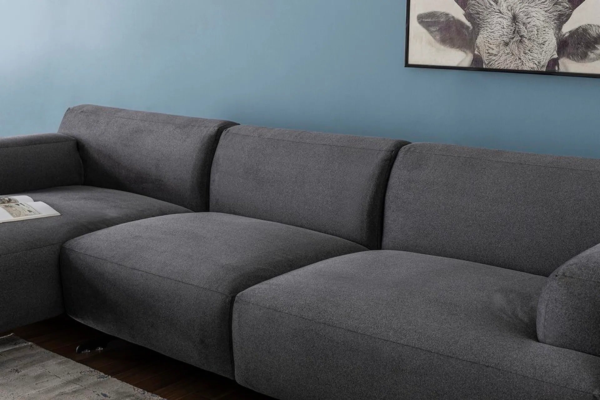 Ecksofa mit Chaiselongue Links, 4-Sitzer, aus Stoff, Maria Anthrazit (1)