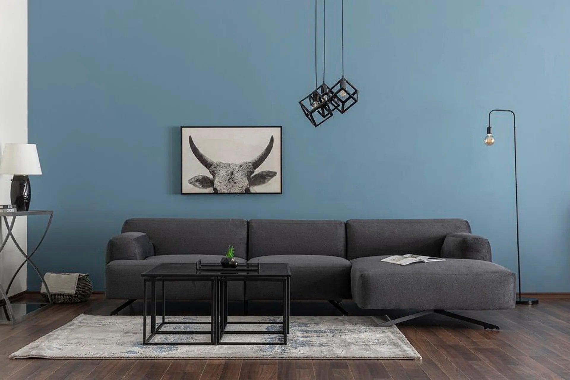 Ecksofa mit Chaiselongue Rechts, 4-Sitzer, aus Stoff, Maria Anthrazit