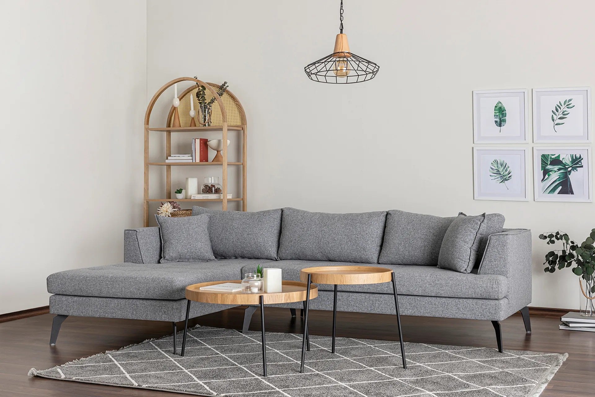 Ecksofa mit Chaiselongue Links, 4-Sitzer, aus Stoff, Bobo Grau (2)