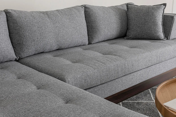 Ecksofa mit Chaiselongue Links, 4-Sitzer, aus Stoff, Bobo Grau (4)