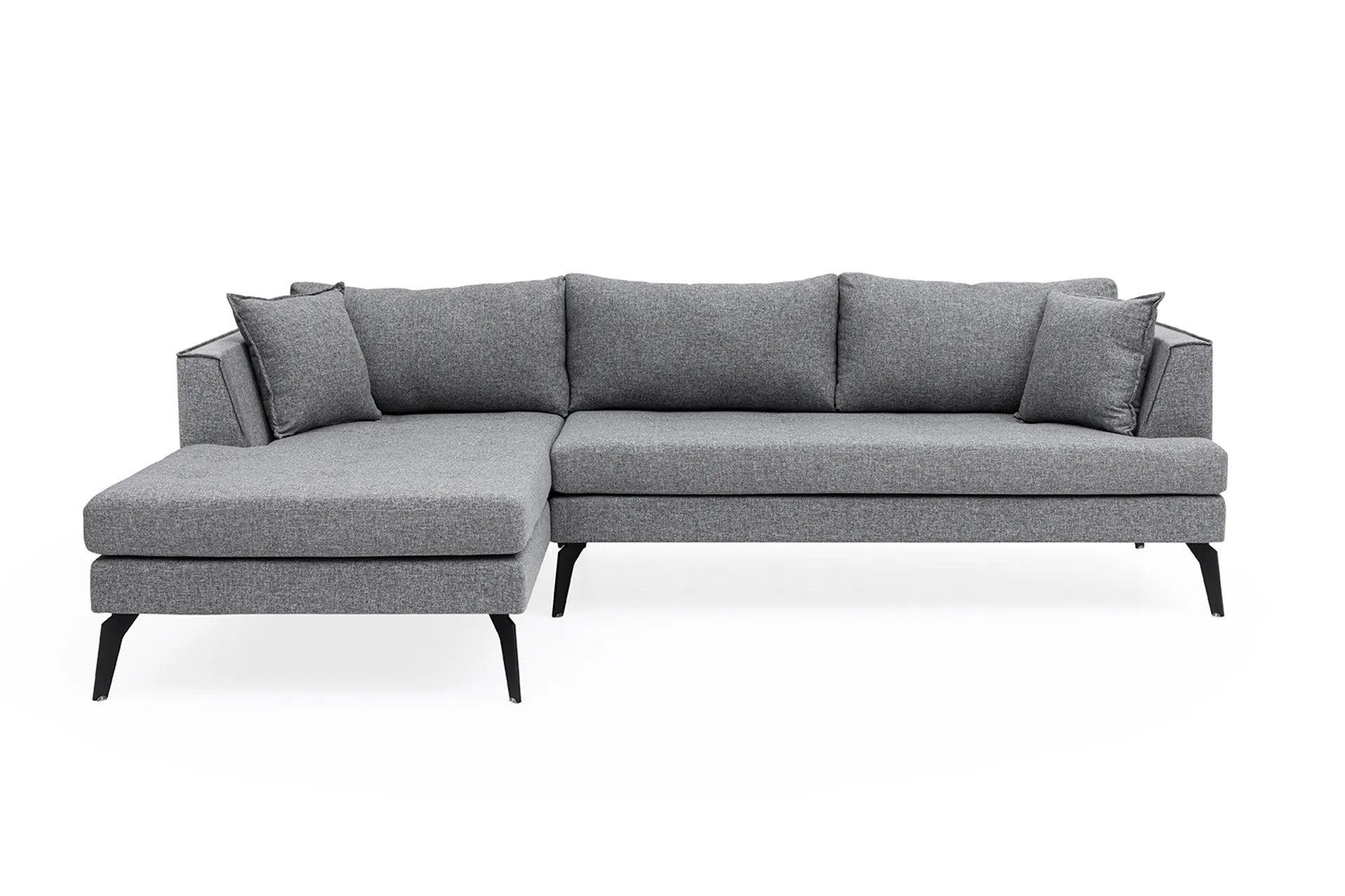 Ecksofa mit Chaiselongue Links, 4-Sitzer, aus Stoff, Bobo Grau (5)