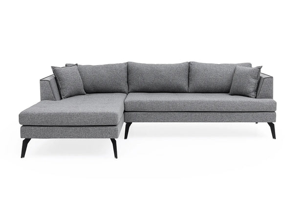 Ecksofa mit Chaiselongue Links, 4-Sitzer, aus Stoff, Bobo Grau (5)