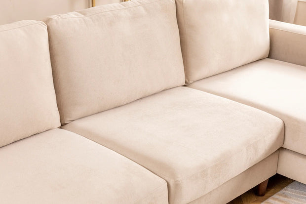 Ecksofa mit Chaiselongue Rechts, 4-Sitzer, aus Stoff, Berlin Creme (5)