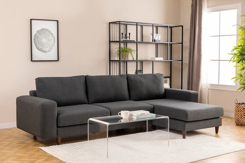 Ecksofa mit Chaiselongue Rechts, 4-Sitzer, aus Stoff, Berlin Anthrazit