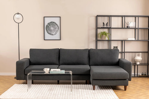 Ecksofa mit Chaiselongue Rechts, 4-Sitzer, aus Stoff, Berlin Anthrazit (1)
