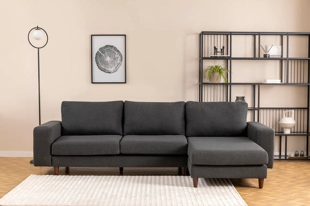 Ecksofa mit Chaiselongue Rechts, 4-Sitzer, aus Stoff, Berlin Anthrazit (3)
