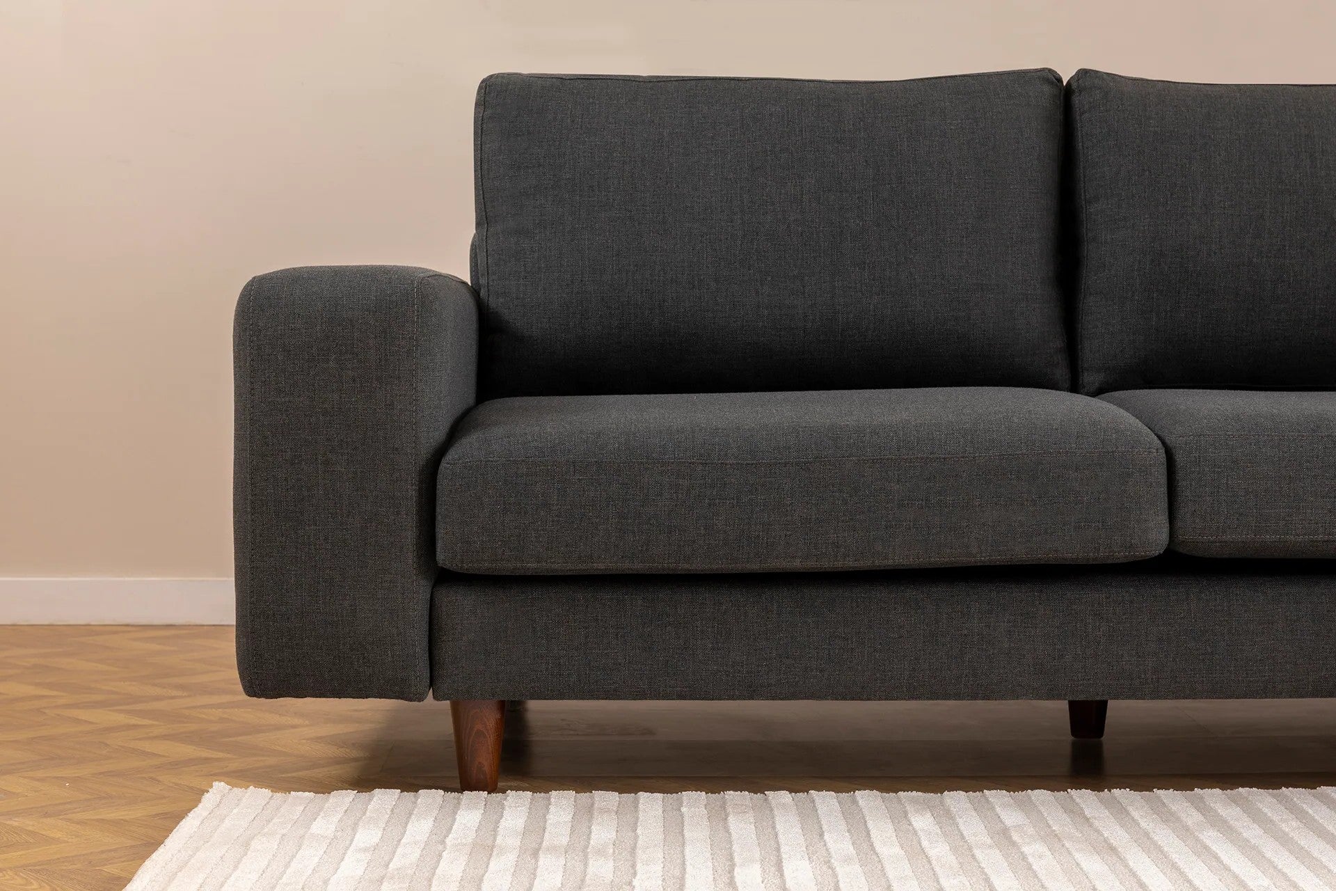 Ecksofa mit Chaiselongue Rechts, 4-Sitzer, aus Stoff, Berlin Anthrazit (4)