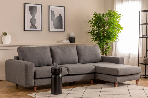 Ecksofa mit Chaiselongue Rechts, 4-Sitzer, aus Stoff, Berlin Grau