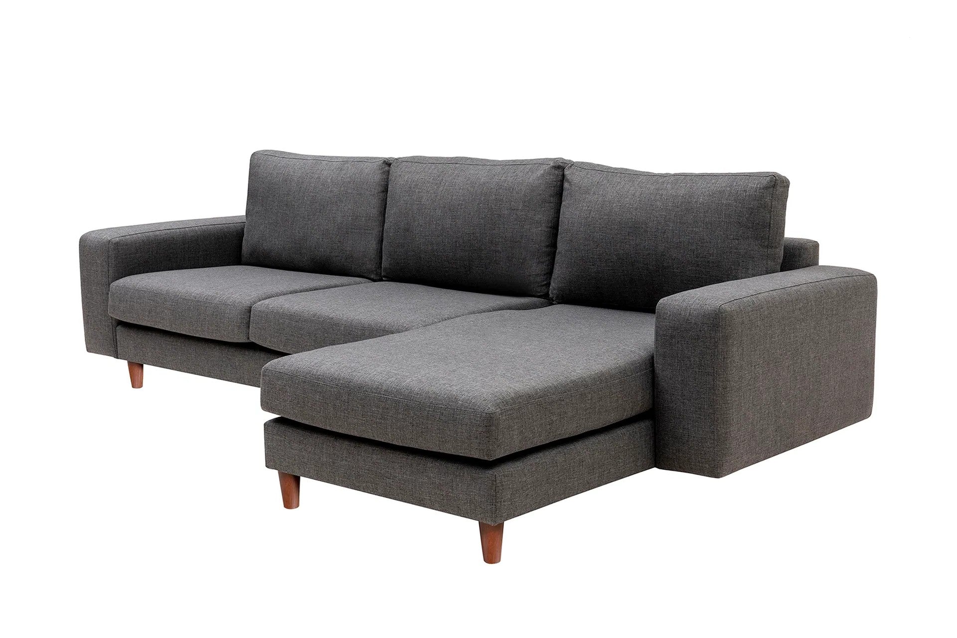 Ecksofa mit Chaiselongue Rechts, 4-Sitzer, aus Stoff, Berlin Grau (6)