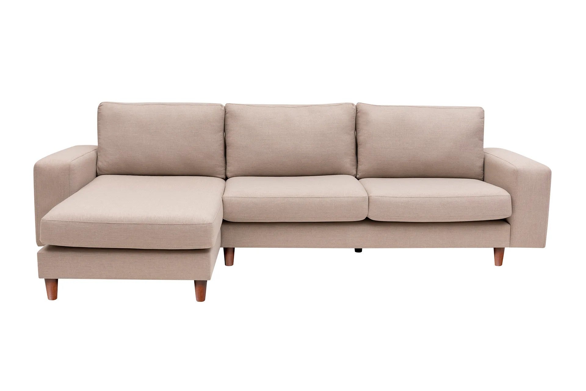 Ecksofa mit Chaiselongue Links, 4-Sitzer, aus Stoff, Berlin Creme (6)