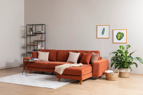 Ecksofa mit Chaiselongue Rechts, 4-Sitzer, aus Stoff, Berlin Rost