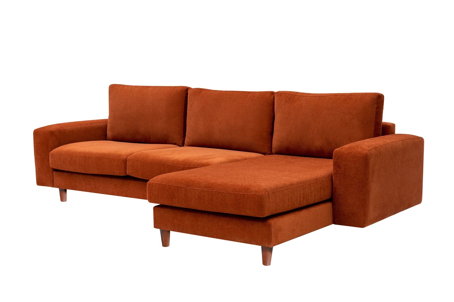 Ecksofa mit Chaiselongue Rechts, 4-Sitzer, aus Stoff, Berlin Rost (2)
