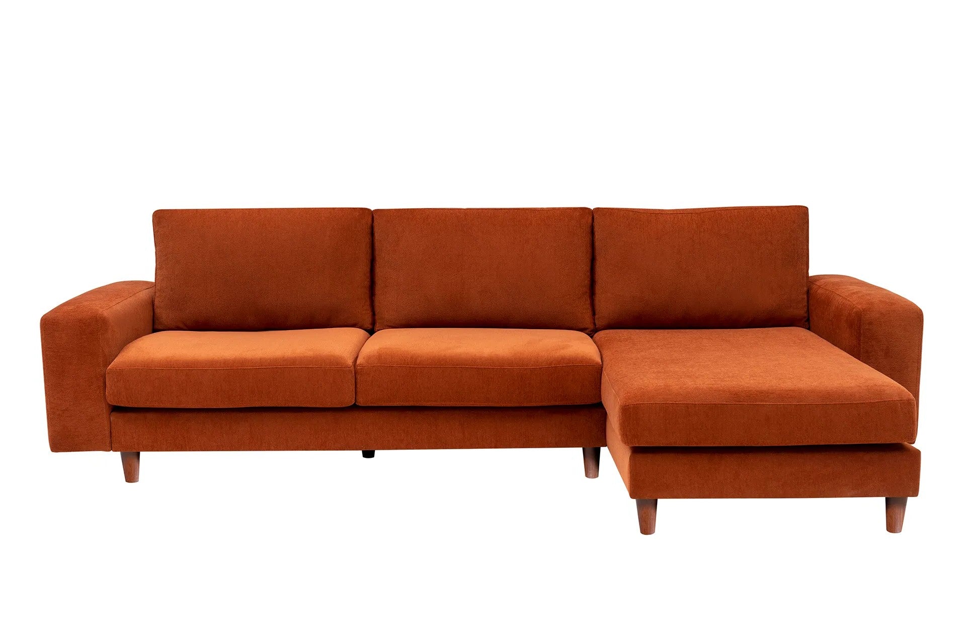 Ecksofa mit Chaiselongue Rechts, 4-Sitzer, aus Stoff, Berlin Rost (3)