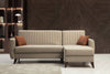 Ecksofa Schlaffunktion mit Chaiselongue Rechts, 3-Sitzer, aus Stoff, Alkon Beige (2)