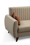 Ecksofa Schlaffunktion mit Chaiselongue Rechts, 3-Sitzer, aus Stoff, Alkon Beige (3)